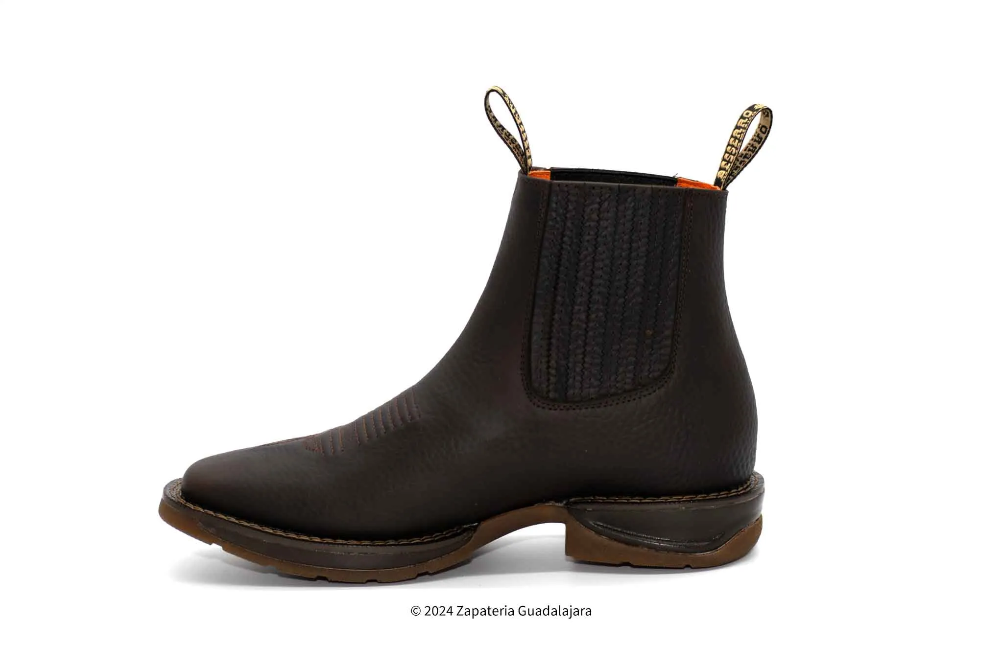 MEN SQUARE TOE RHINO CHOCO DAYDO LEATHER RUBBER SOLE LEATHER BOOT