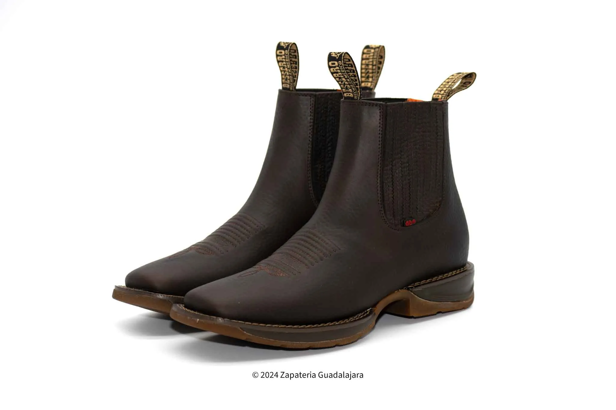 MEN SQUARE TOE RHINO CHOCO DAYDO LEATHER RUBBER SOLE LEATHER BOOT