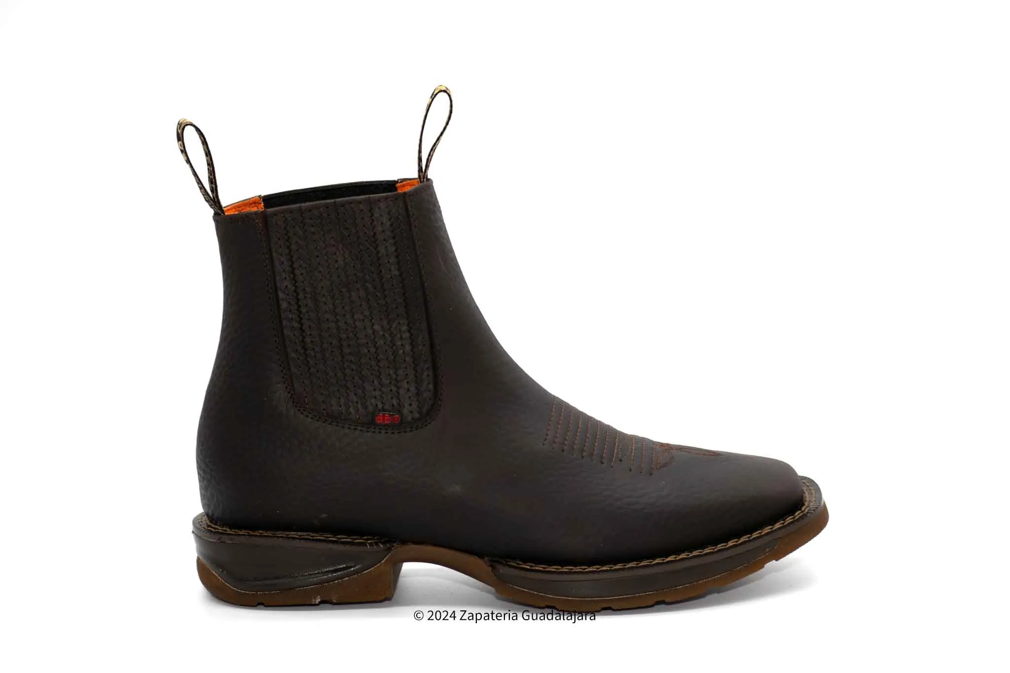 MEN SQUARE TOE RHINO CHOCO DAYDO LEATHER RUBBER SOLE LEATHER BOOT