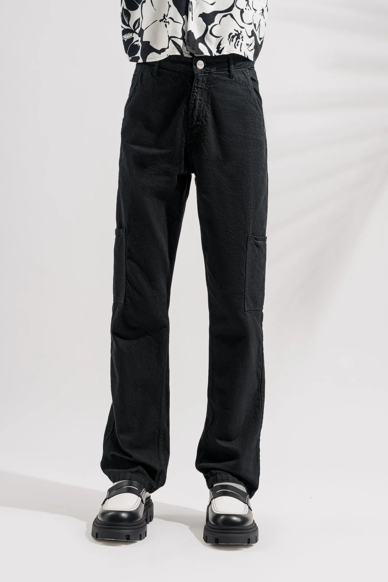 Men's Black Denim Cargos