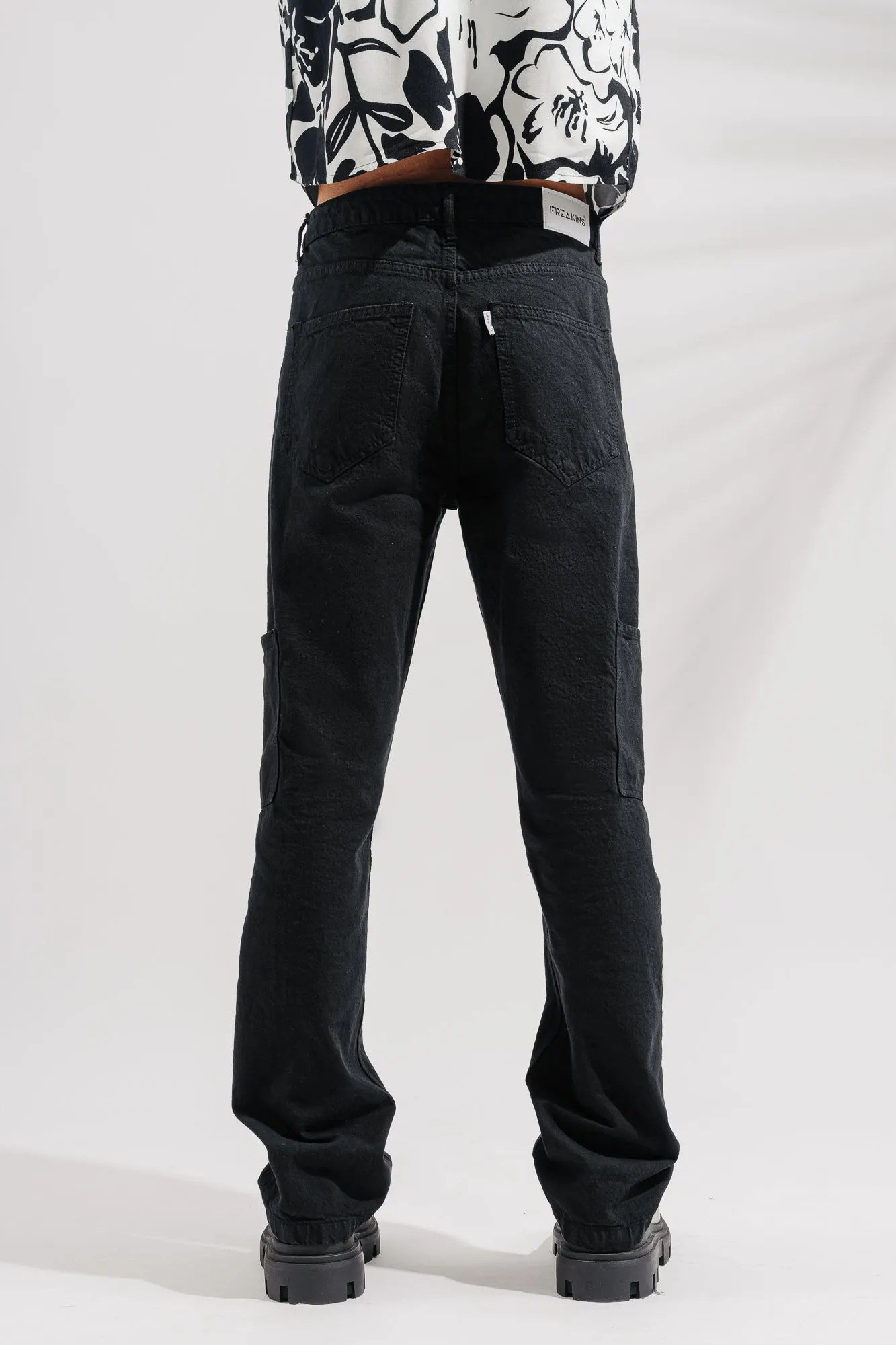 Men's Black Denim Cargos