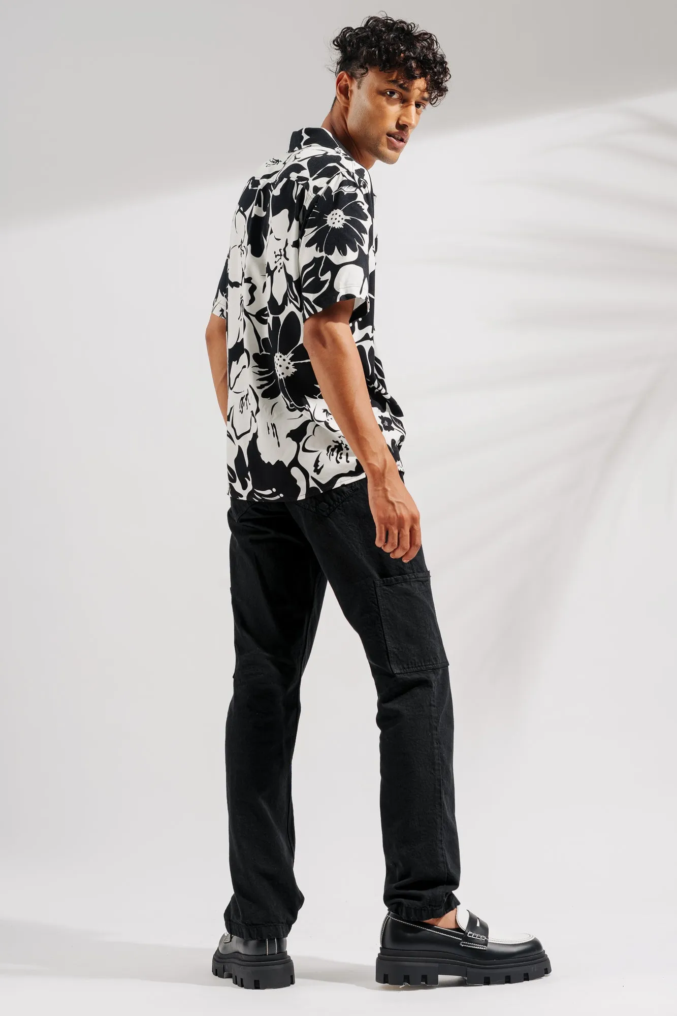 Men's Black Denim Cargos