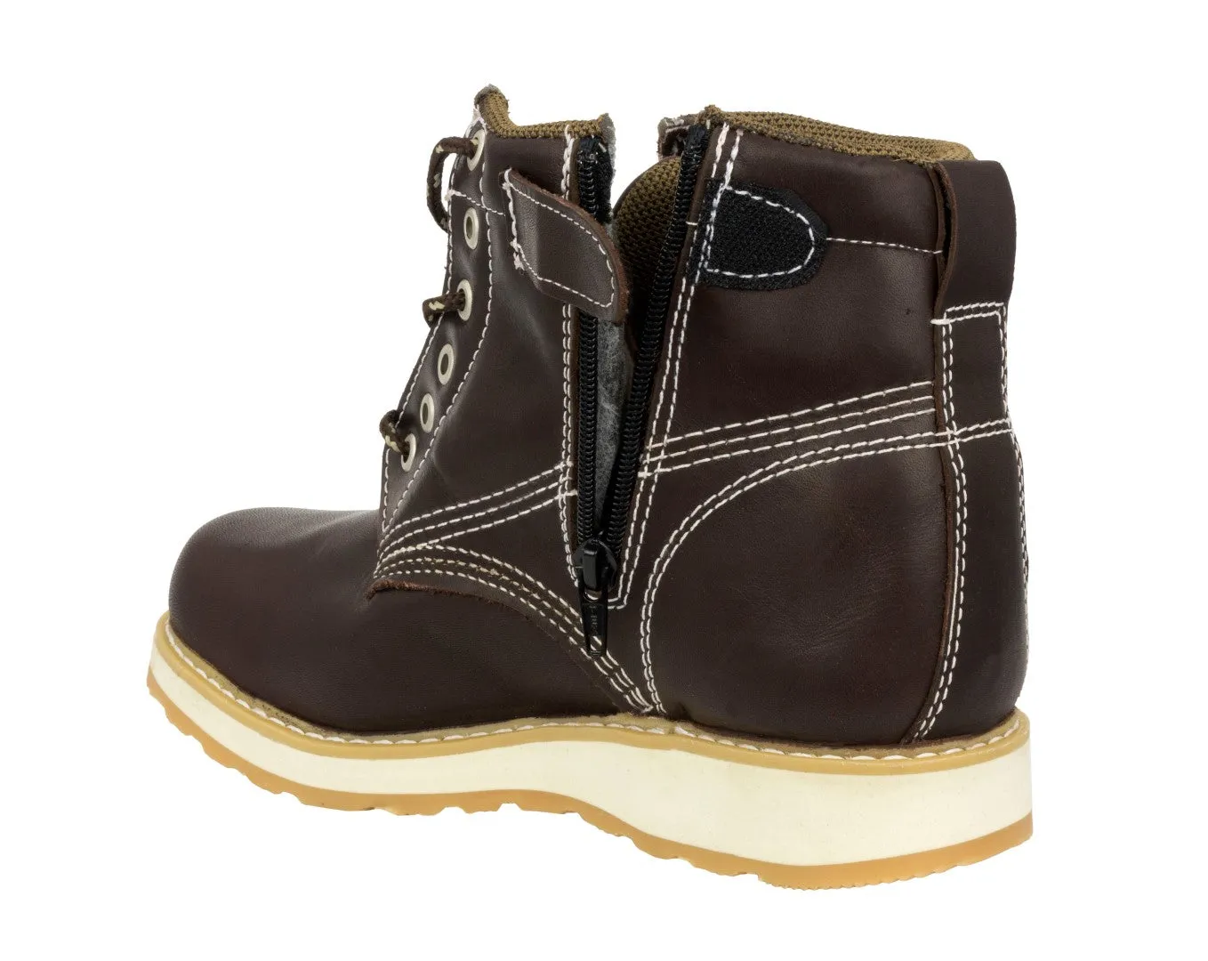 Mens Brown Work Boots Genuine Leather Lace Up Safety Oil Resistant Shoes