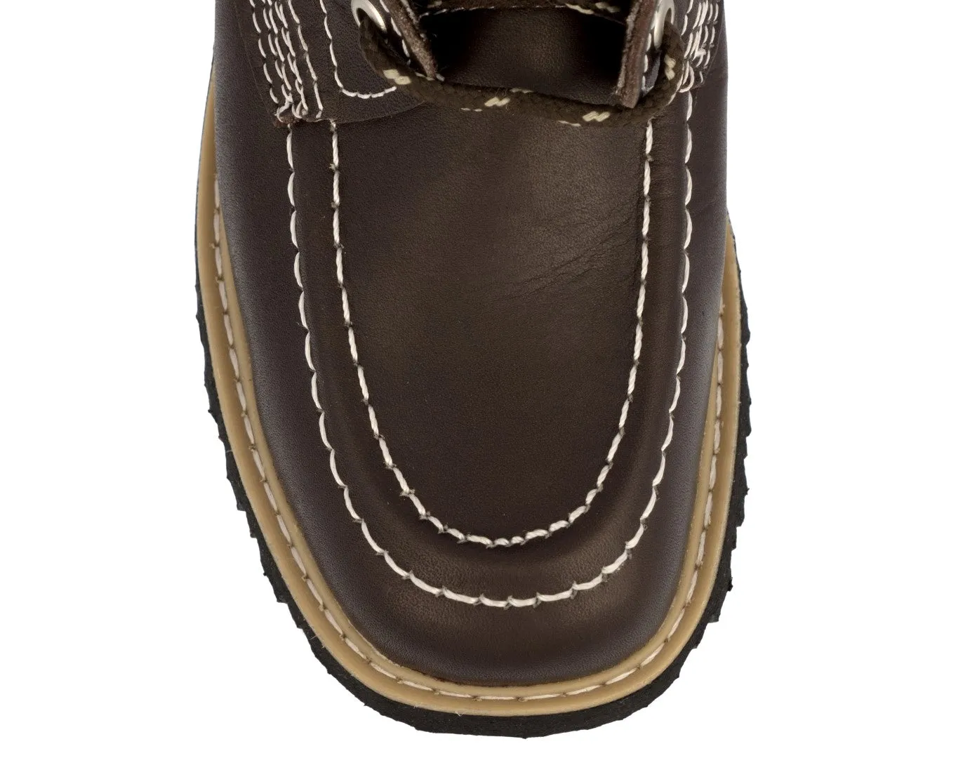 Mens Brown Work Boots Leather Slip Resistant Lace Up Soft Toe - #650TR