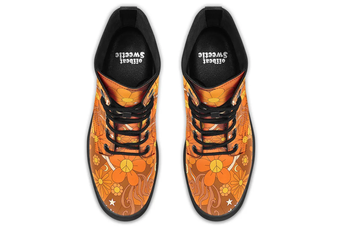 Molly's Orange Retro Daisies Boots