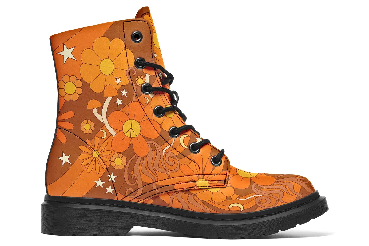 Molly's Orange Retro Daisies Boots