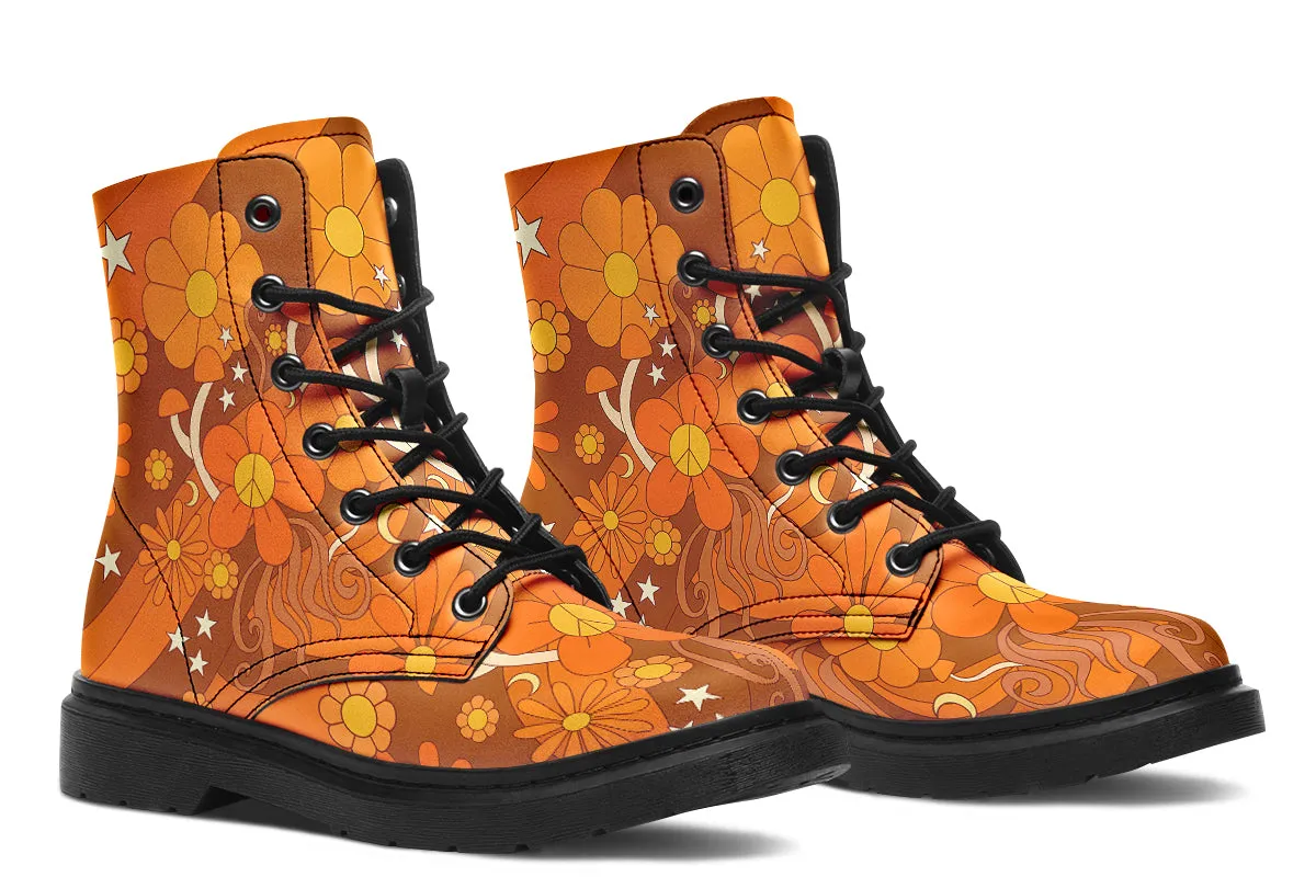 Molly's Orange Retro Daisies Boots