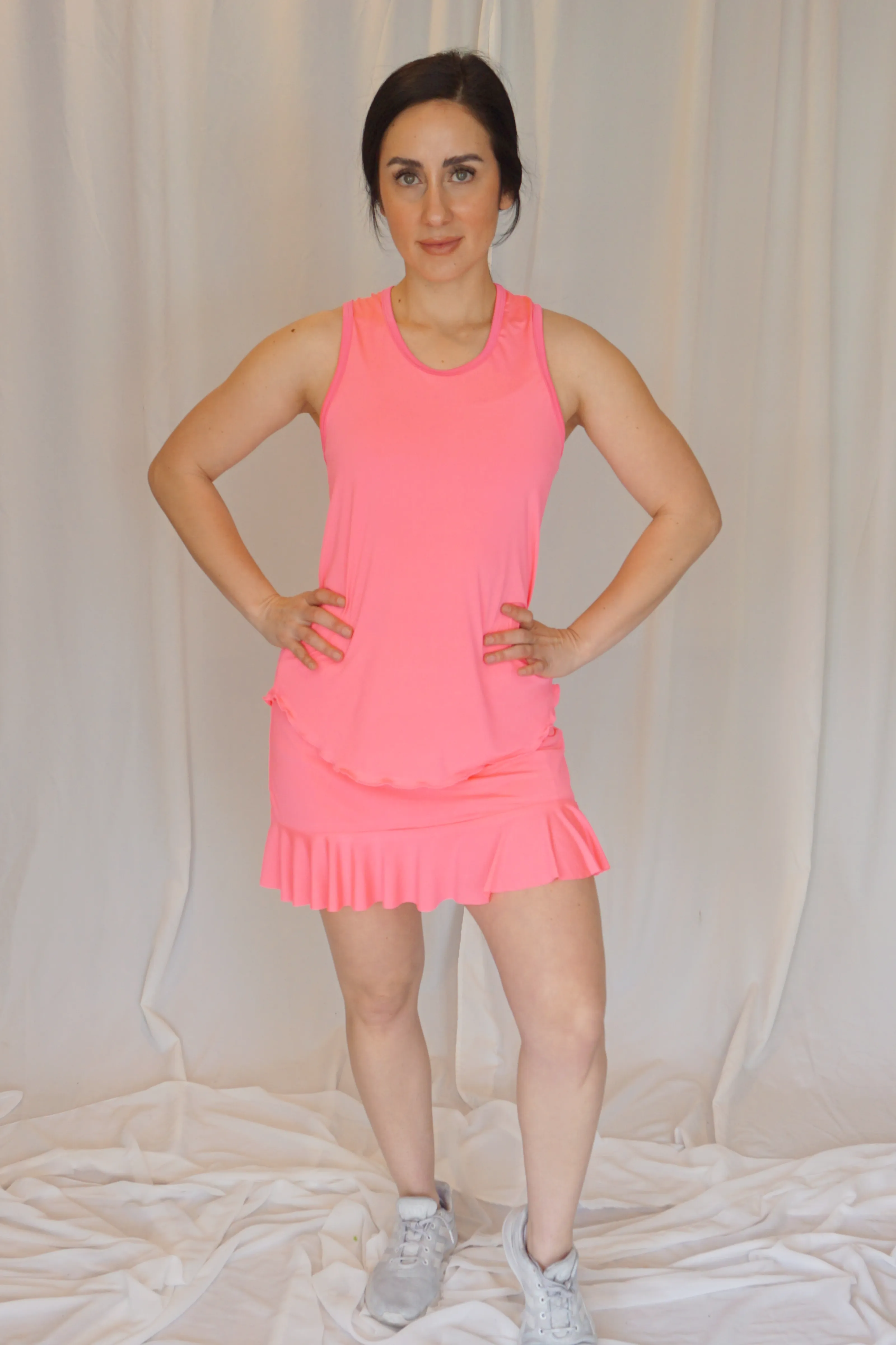 Neon Pink Ruffle Skort