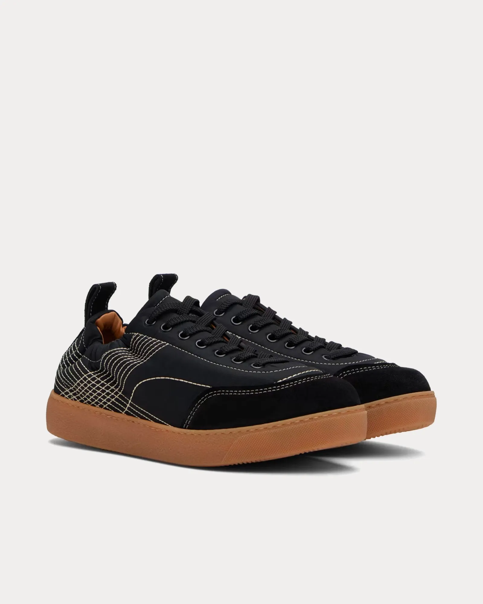 Quilted Black Low Top Sneakers