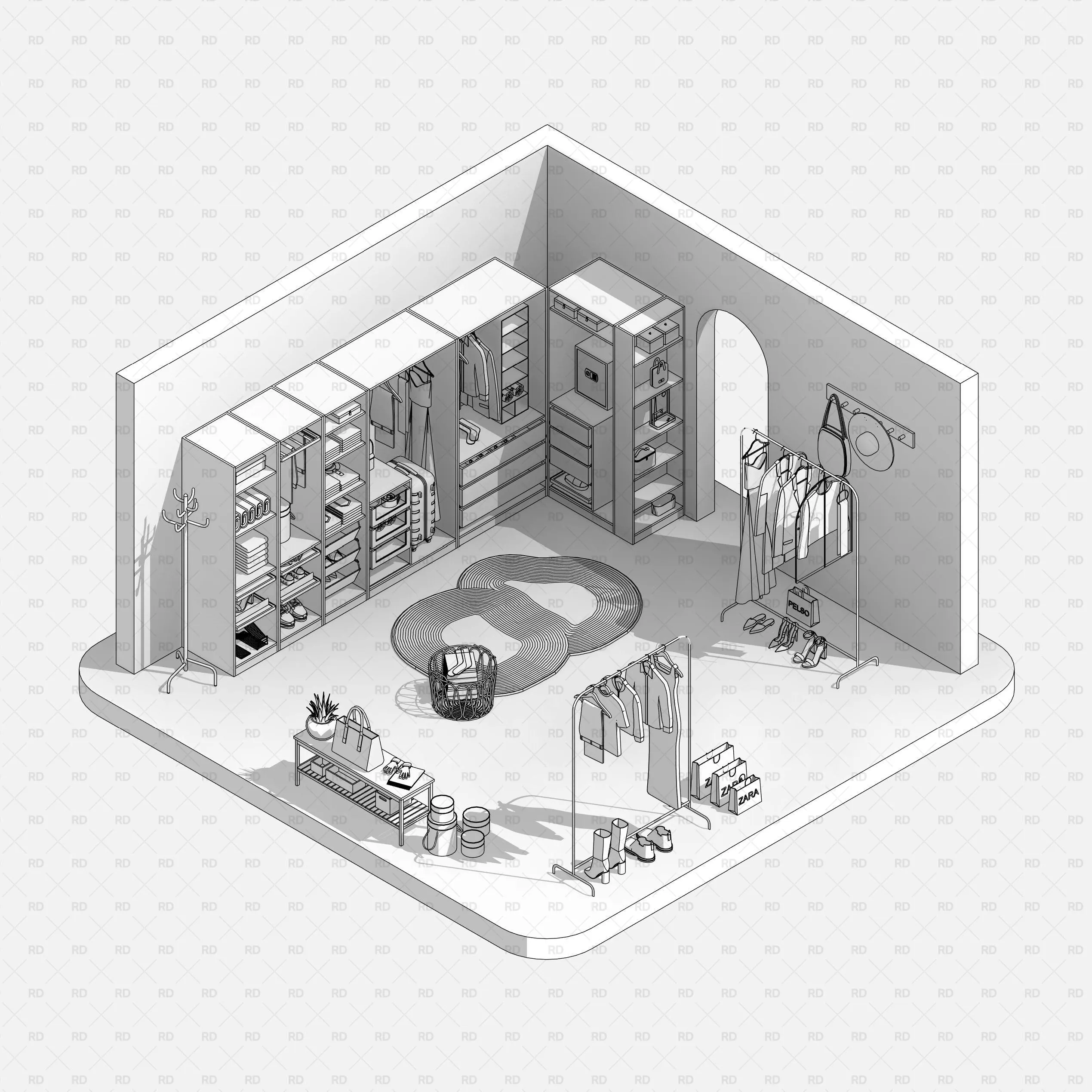 Revit Wardrobe Objects (55 Families)