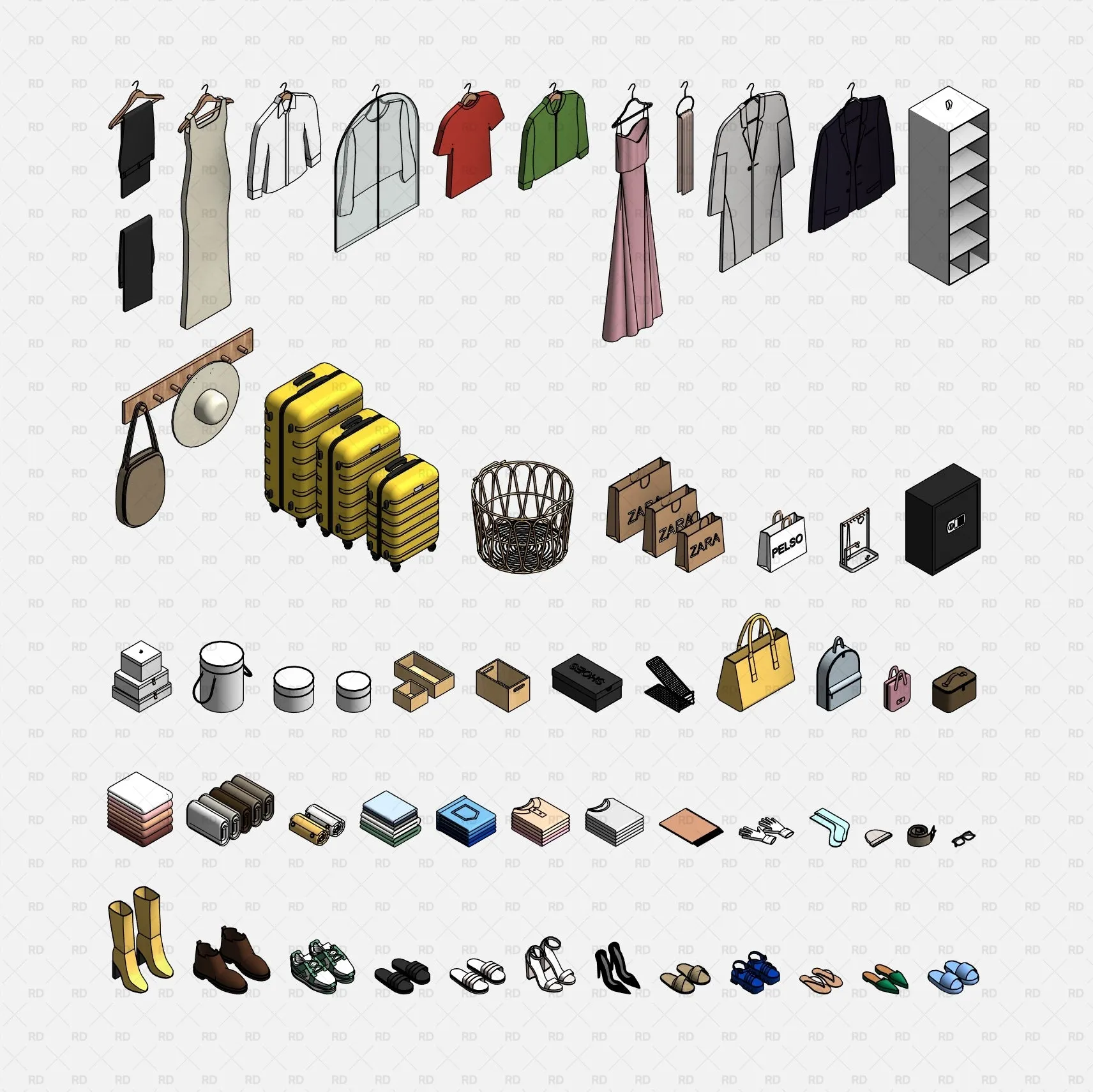 Revit Wardrobe Objects (55 Families)