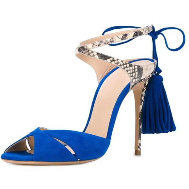 Strap Fringe Peep Toe Cutout Sandals