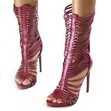 Strap High Heel Fringe Sandals
