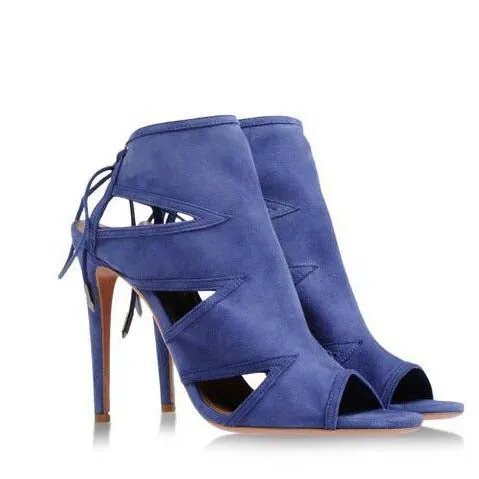 Suede Ankle Strap Peep Toe Sandals