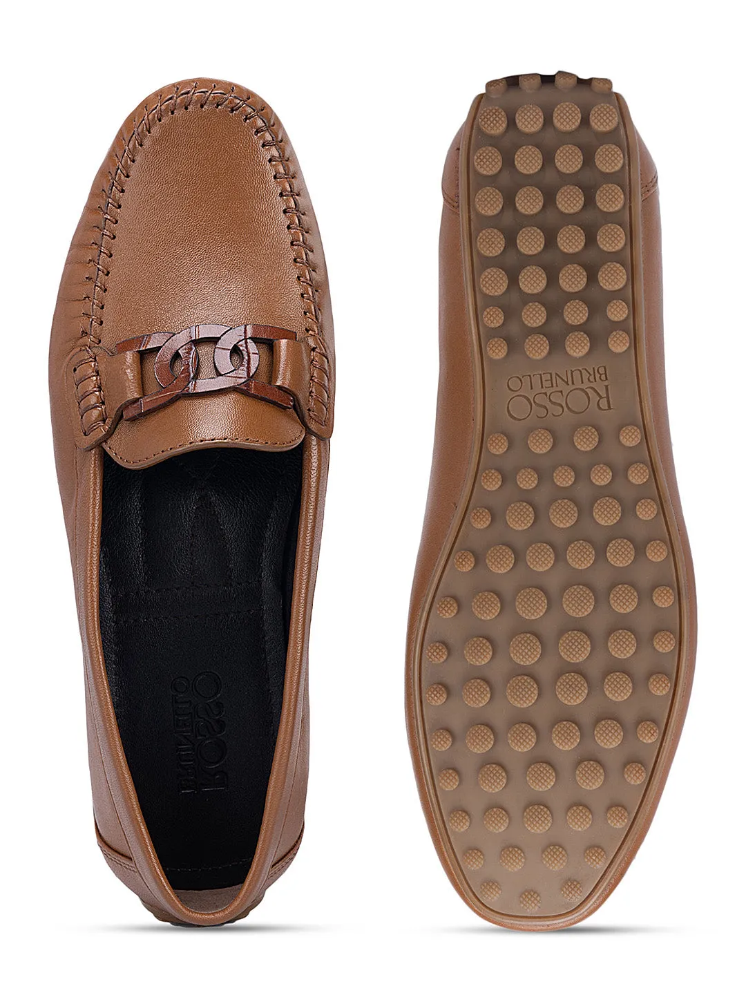 Tan Embellished Moccasins