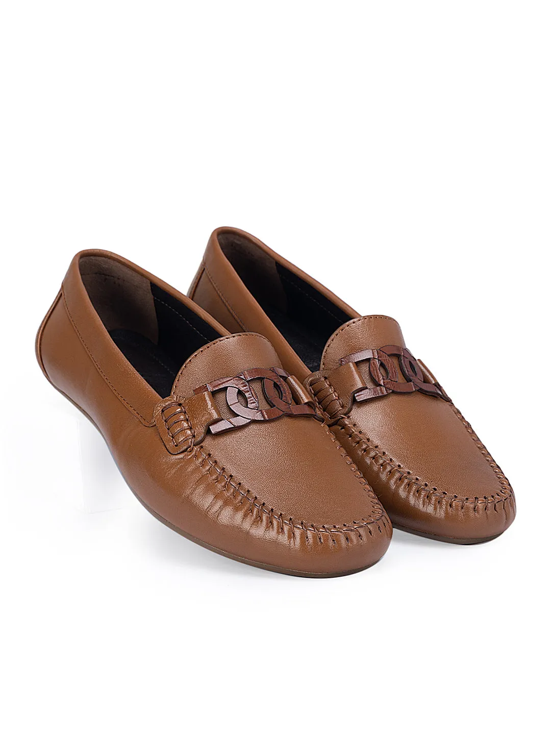 Tan Embellished Moccasins