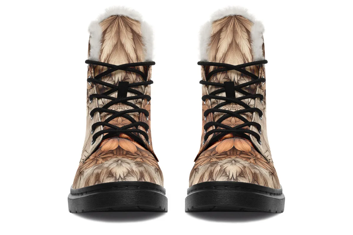 Totemwolf Mandala Winter Boots - Warm Micro-Suede Doc-Style Boots Lined with Vegan Wool
