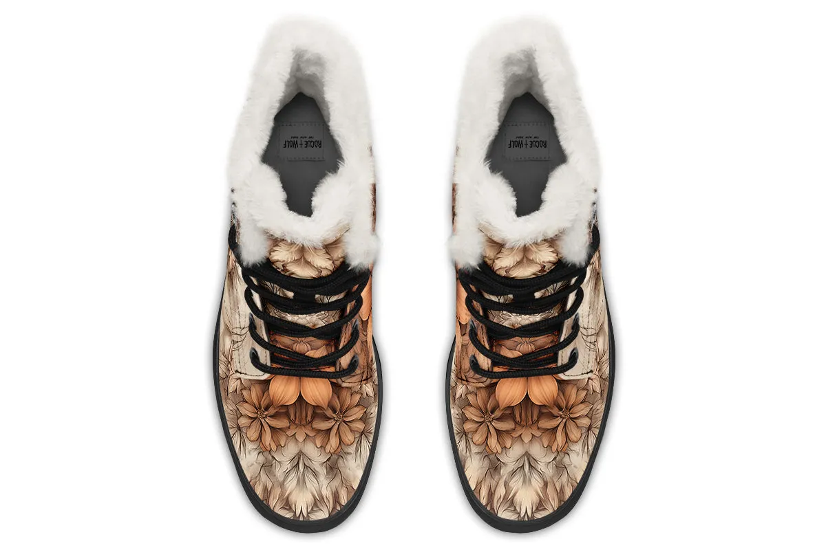 Totemwolf Mandala Winter Boots - Warm Micro-Suede Doc-Style Boots Lined with Vegan Wool