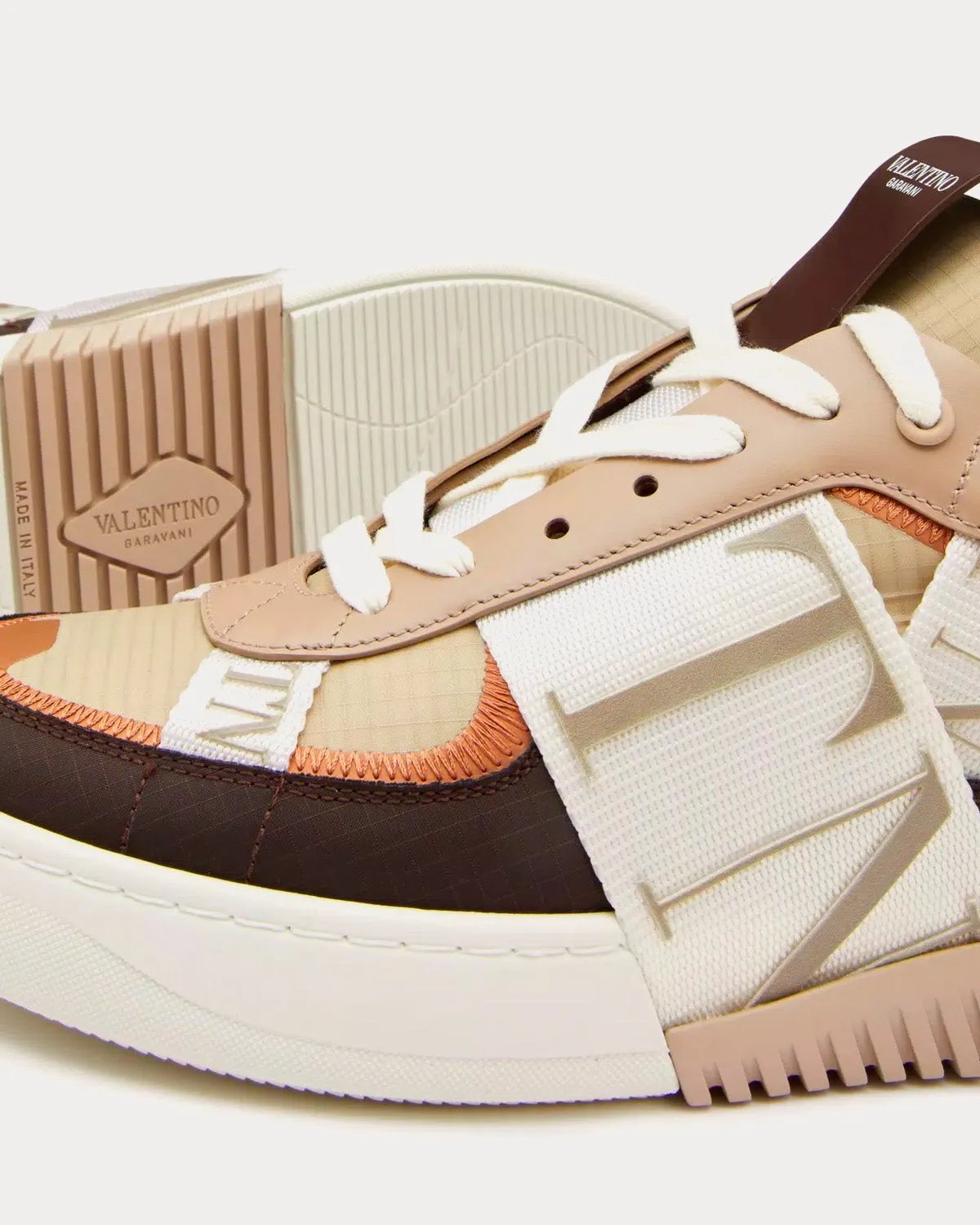 VL7N Calfskin & Nylon Banded Fondant Low Top Sneakers