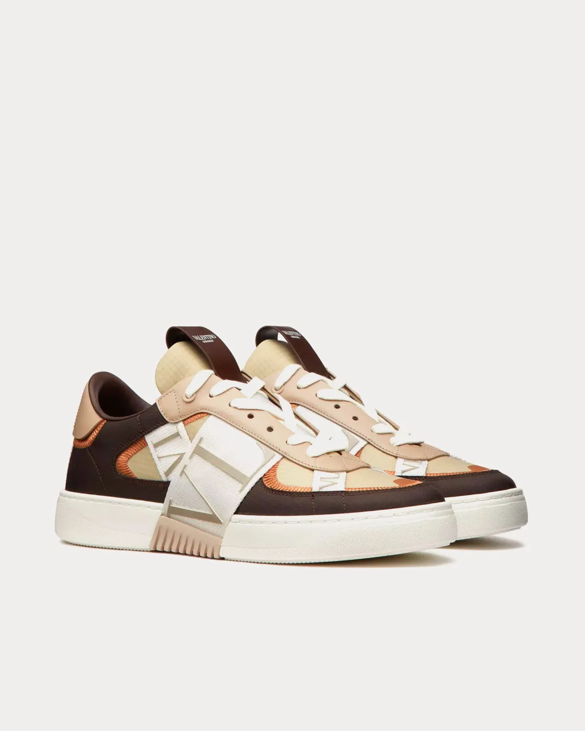 VL7N Calfskin & Nylon Banded Fondant Low Top Sneakers