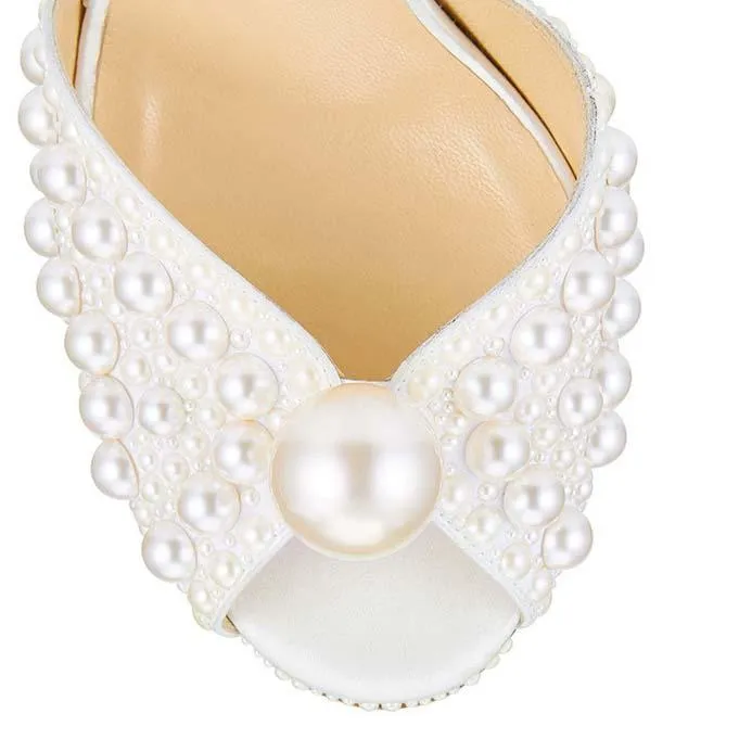 Wedding White Heel Jewelry Peep Toe Sandals