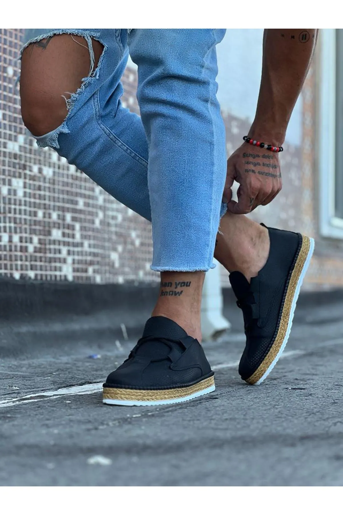 WG015 Black Men's Casual Shoes