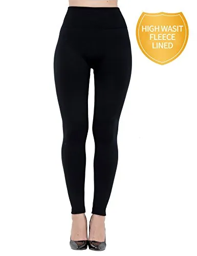 Womens Fleece Lined Seamless ,Black Leggings(1pk),One Size