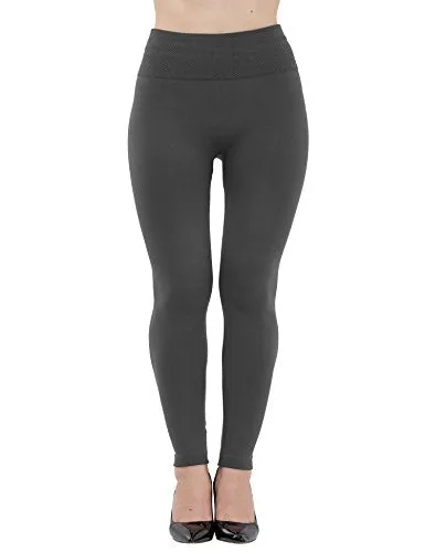 Womens Leggings Fleece Lined-High Waist 3 Pack (Black, Charcoal, Wine) - Basic Elastic Ankle Legging, (One Size)