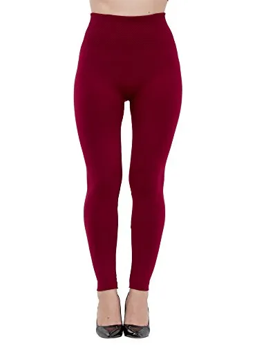 Womens Leggings Fleece Lined-High Waist 3 Pack (Black, Charcoal, Wine) - Basic Elastic Ankle Legging, (One Size)
