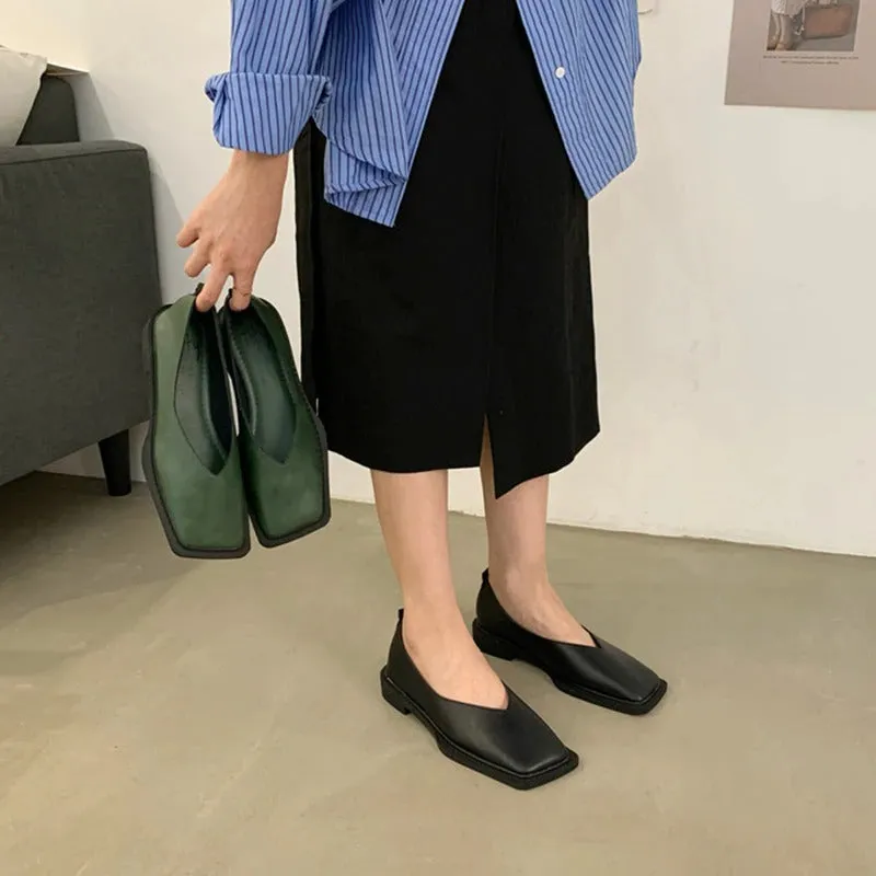 Women's Spring Casual Square Toe Loafers