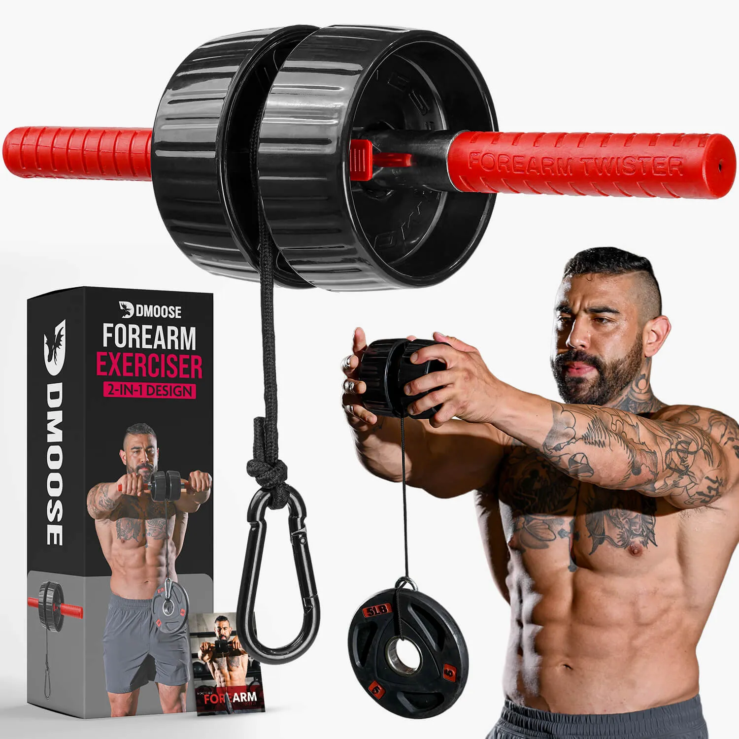 Wrist Roller - 2-in-1 Forearm Exerciser & Strengthener