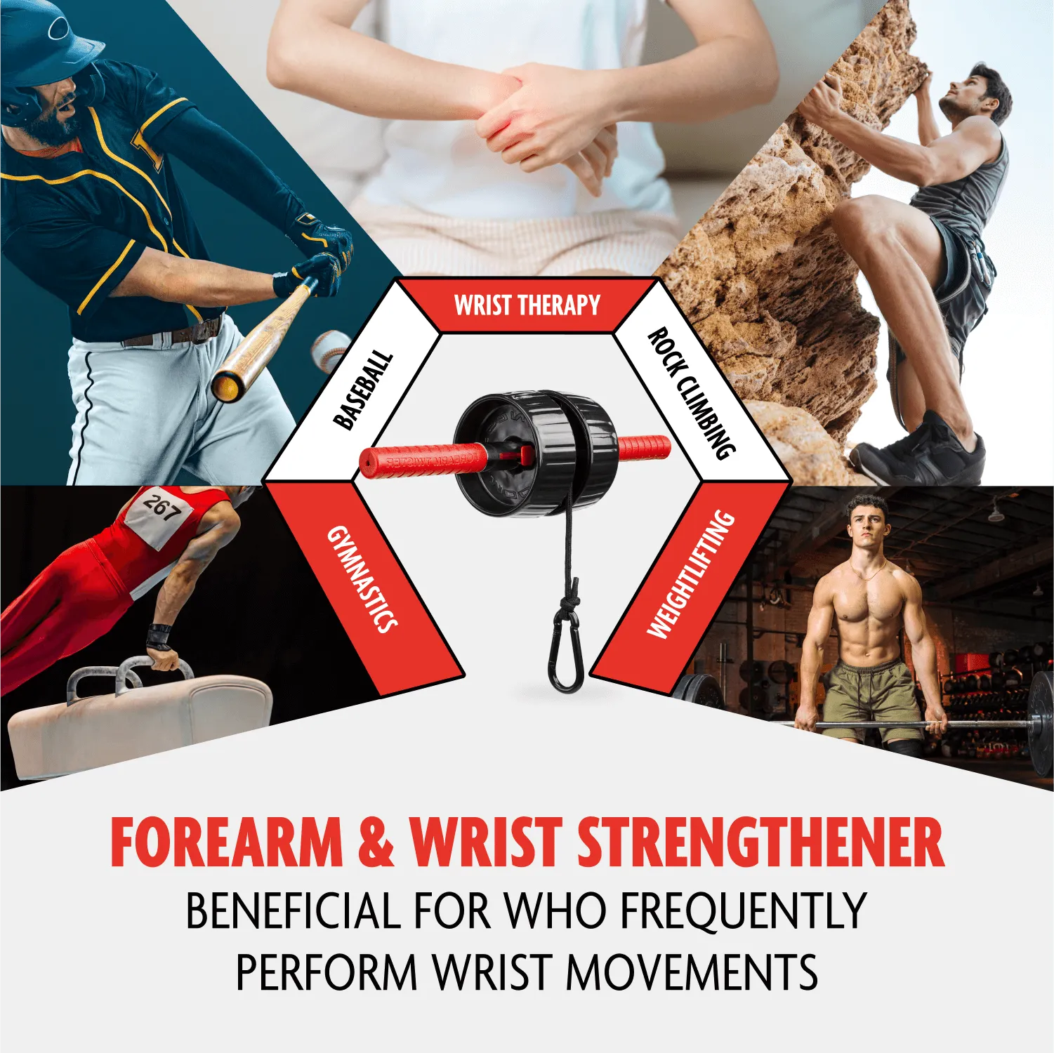 Wrist Roller - 2-in-1 Forearm Exerciser & Strengthener