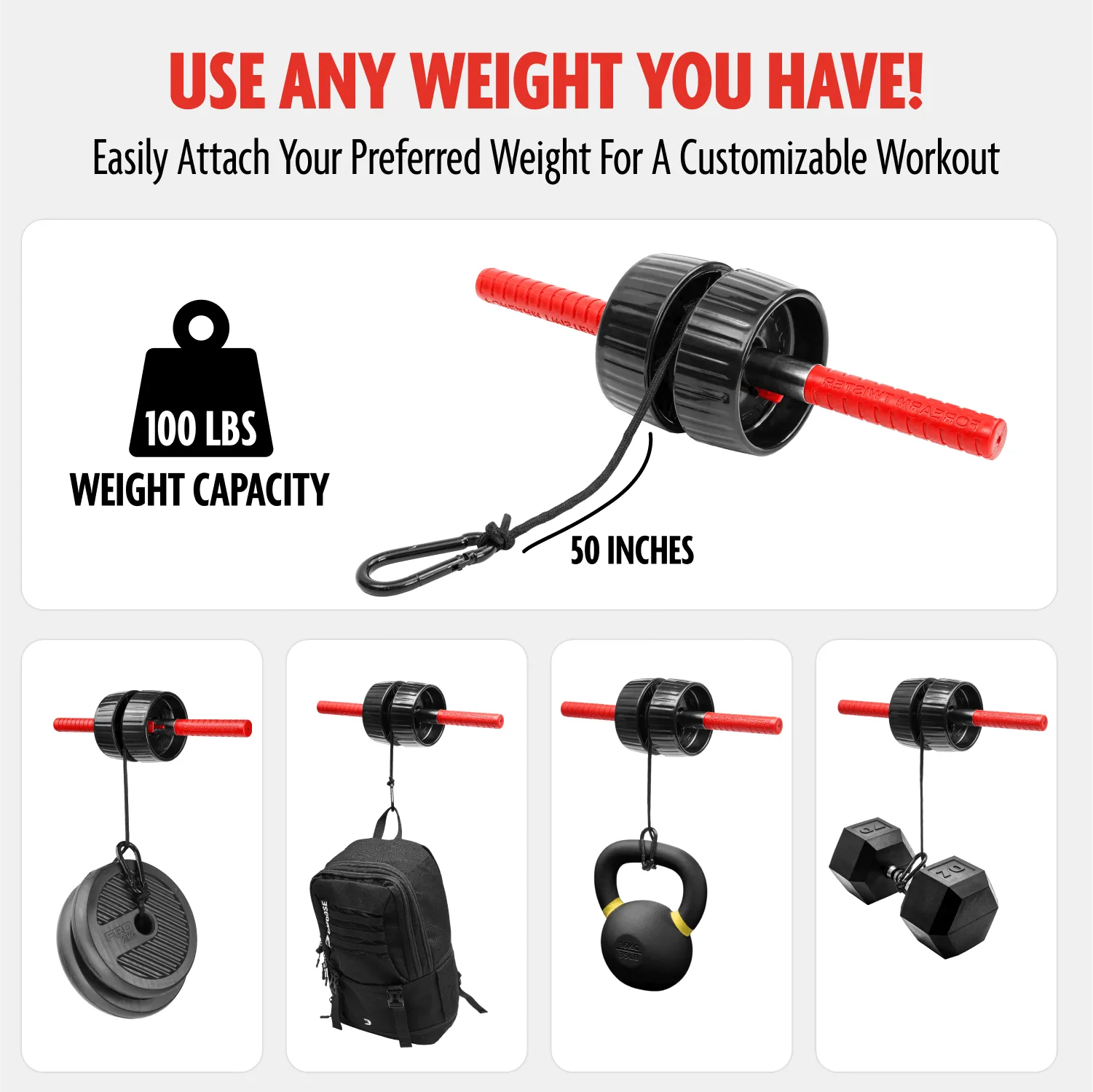 Wrist Roller - 2-in-1 Forearm Exerciser & Strengthener